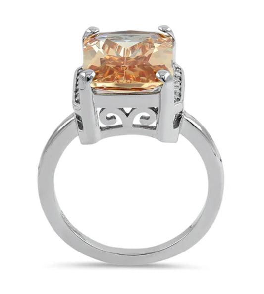 Bold Silver Ring With Champagne Gemstone