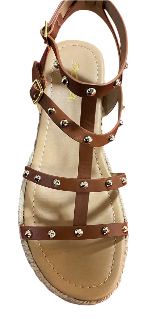 Soda Round Studded Wedge Platform Sandals