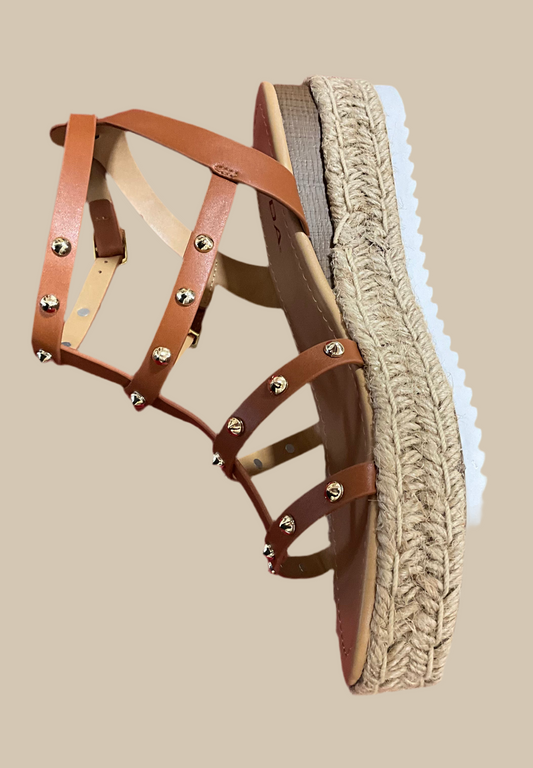 Soda Round Studded Wedge Platform Sandals
