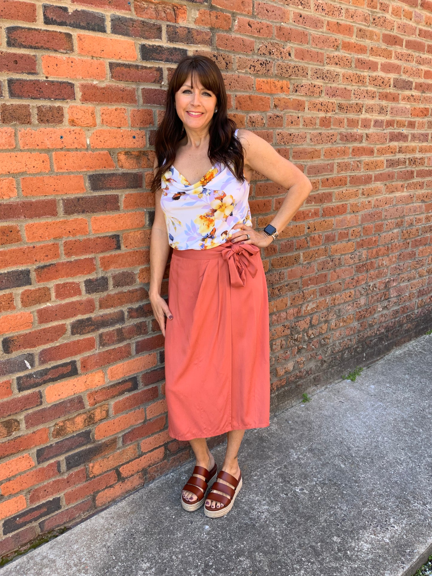 TIE WAIST WRAP MIDI SKIRT