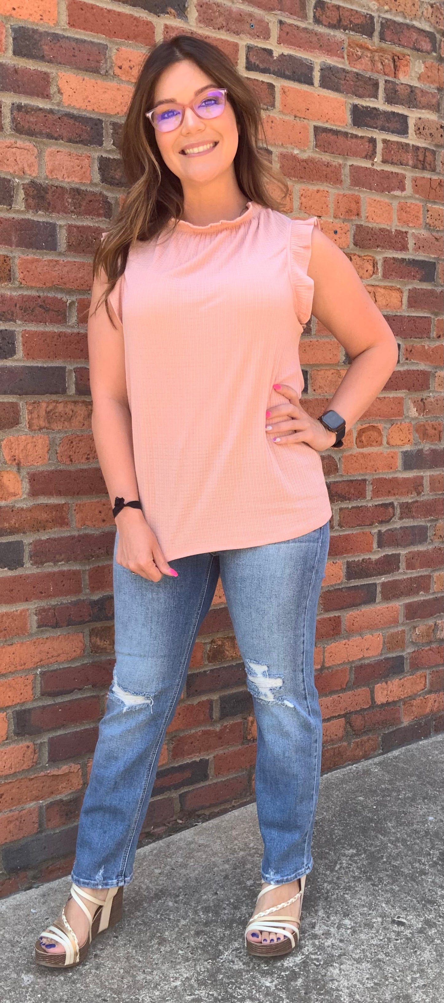 Casually Cute Ruffle Sleeveless Top