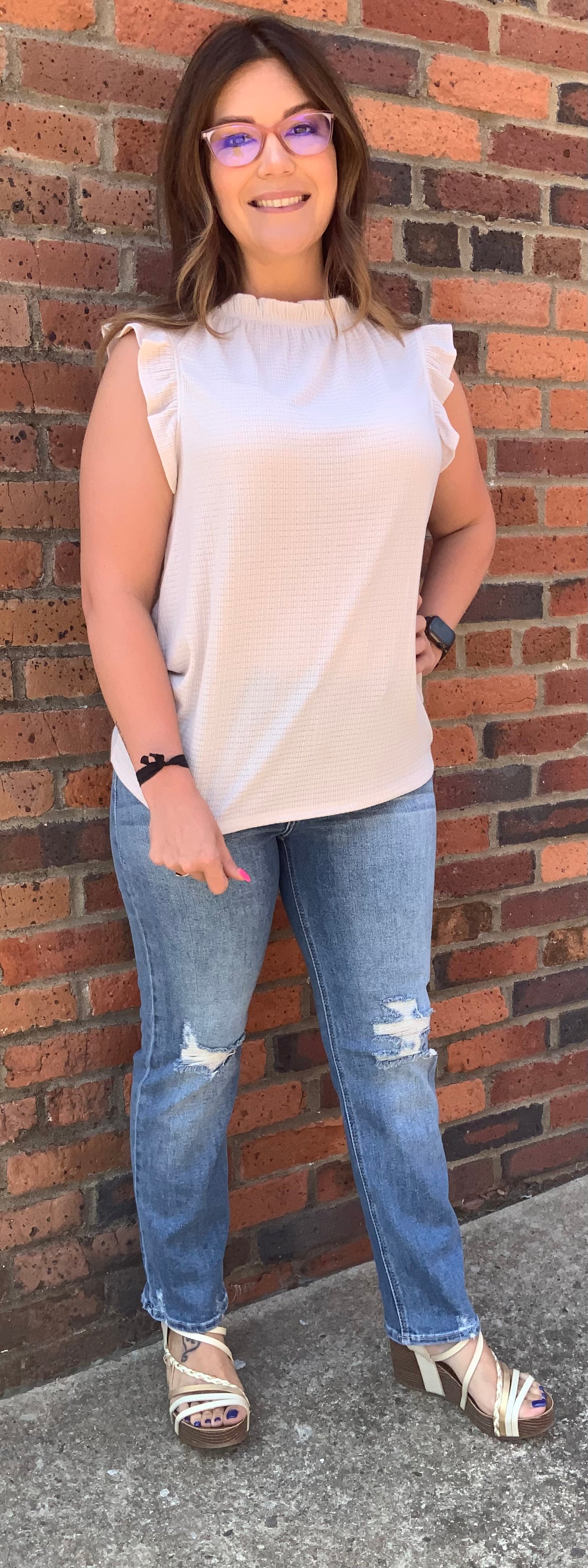Casually Cute Ruffle Sleeveless Top