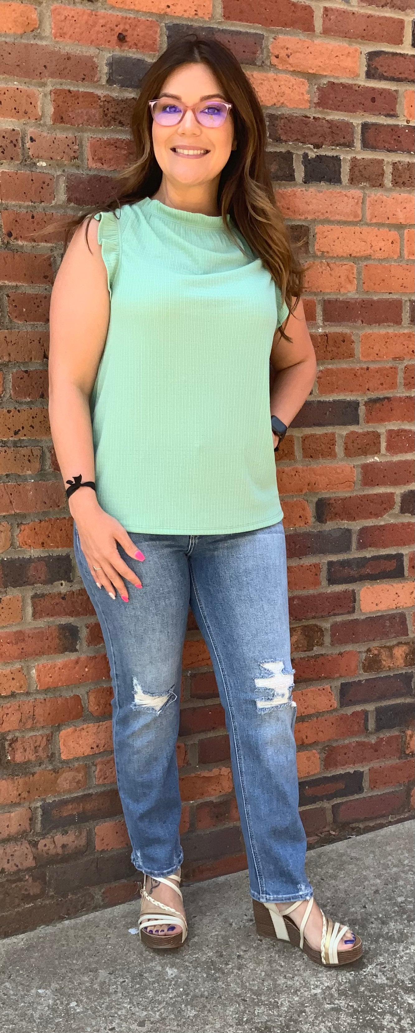 Casually Cute Ruffle Sleeveless Top