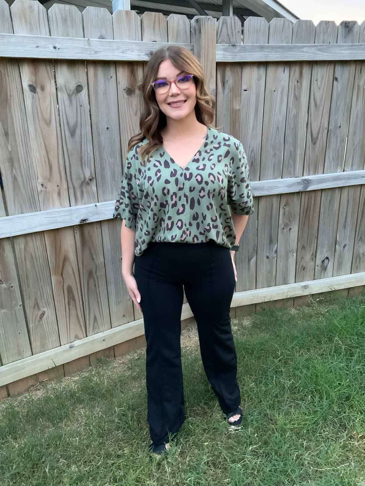 leopard print boxy top with short dolman sleeves