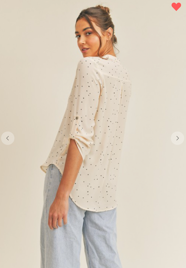Print V-Neck Tunic Blouse