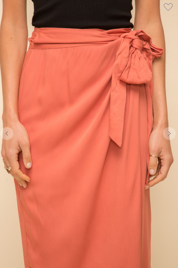 TIE WAIST WRAP MIDI SKIRT