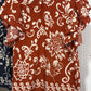 Terracotta Floral Ruffle Sleeve Top