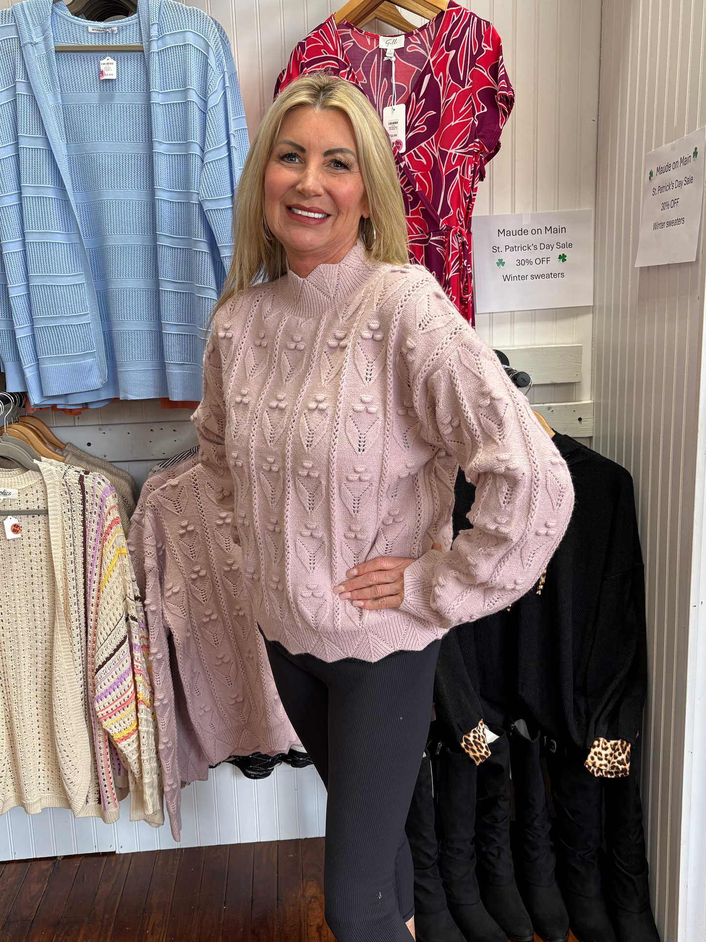 Hem and Thread Pink Sweater
