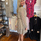 Gilli Beige Polka Dot Long Sleeve Dress