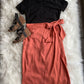 TIE WAIST WRAP MIDI SKIRT